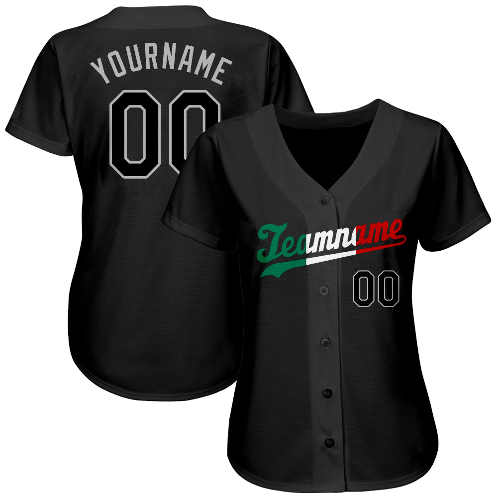 Custom Black Black-Kelly Green Authentic Split Fashion Baseball Jersey view 2