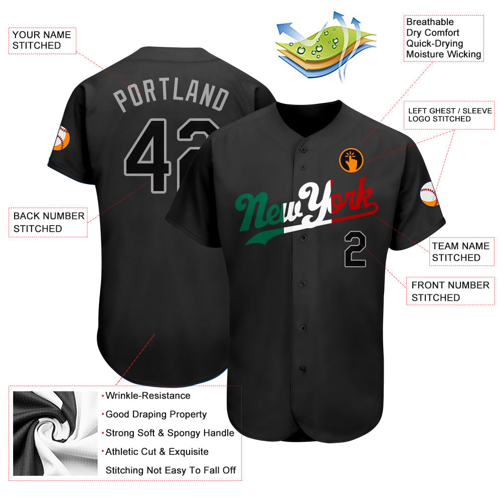 Custom Black Black-Kelly Green Authentic Split Fashion Baseball Jersey view 3