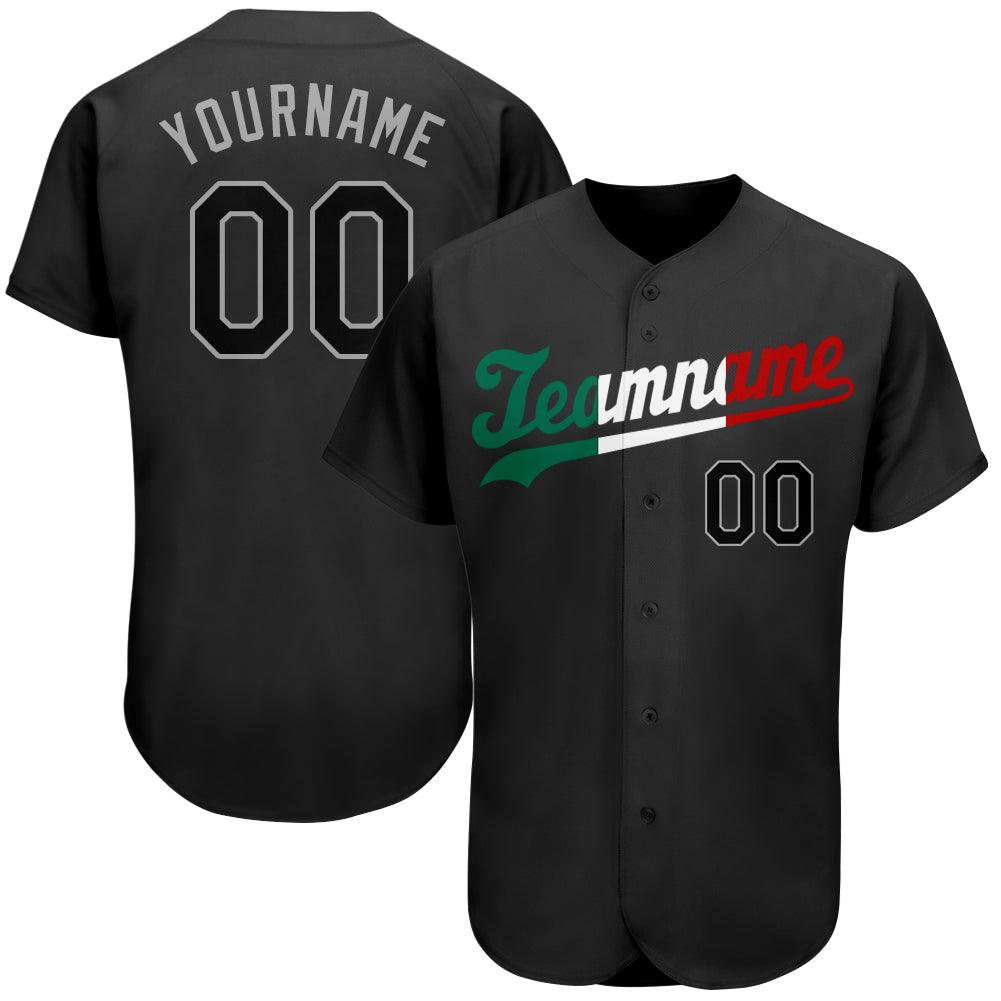 Custom Black Black-Kelly Green Authentic Split Fashion Baseball Jersey - Main View