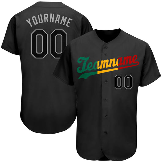 Custom Black Black-Red Authentic Split Fashion Baseball Jersey - Main View