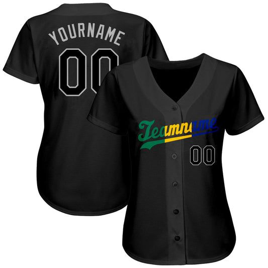 Custom Black Black-Royal Authentic Split Fashion Baseball Jersey view 2
