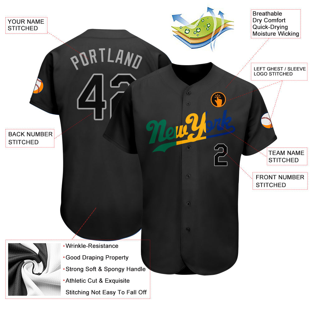 Custom Black Black-Royal Authentic Split Fashion Baseball Jersey view 3
