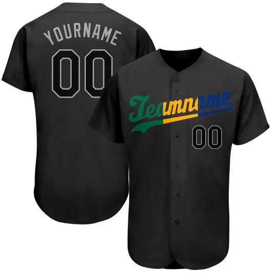 Custom Black Black-Royal Authentic Split Fashion Baseball Jersey - Main View