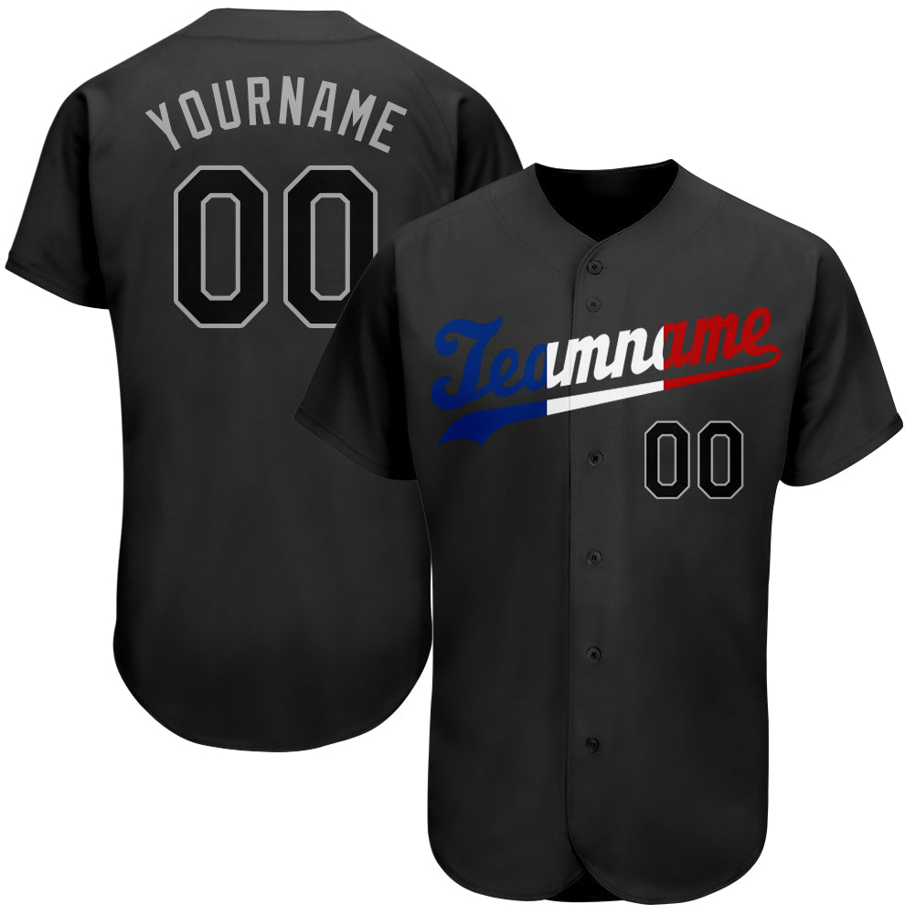 Custom Black Black-Royal Authentic Split Fashion Baseball Jersey - Main View