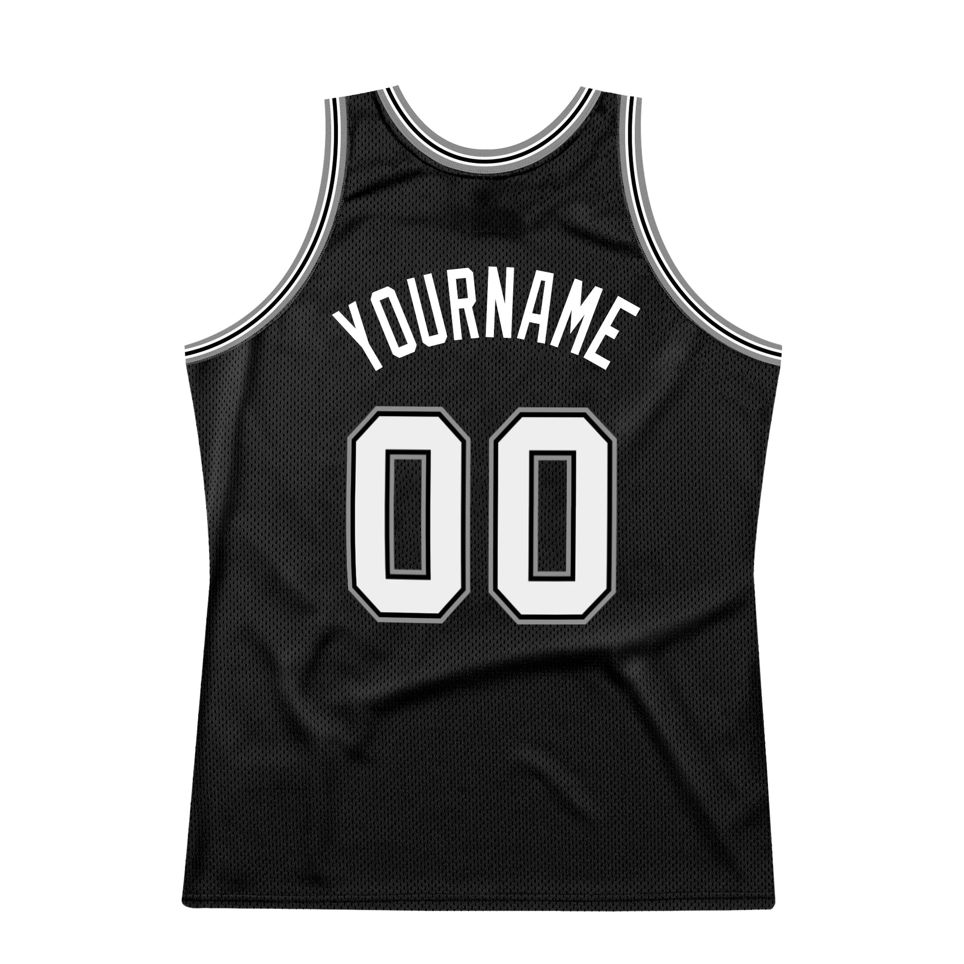 Custom Black White-Gray Authentic Throwback Basketball Jersey view 6