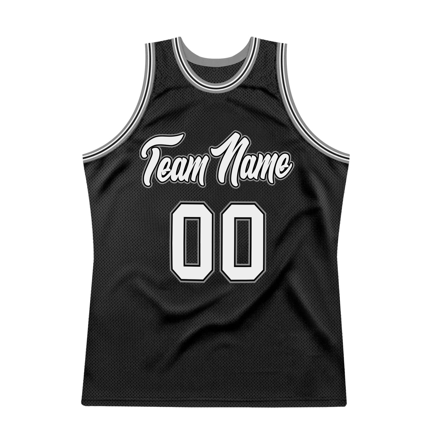Custom Black White-Gray Authentic Throwback Basketball Jersey view 7