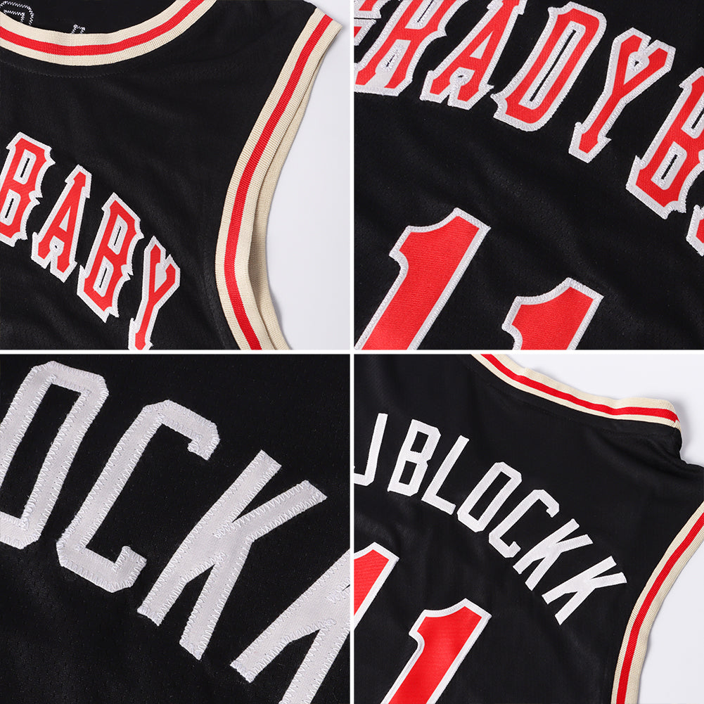 Custom Black White-Purple Authentic Throwback Basketball Jersey view 5