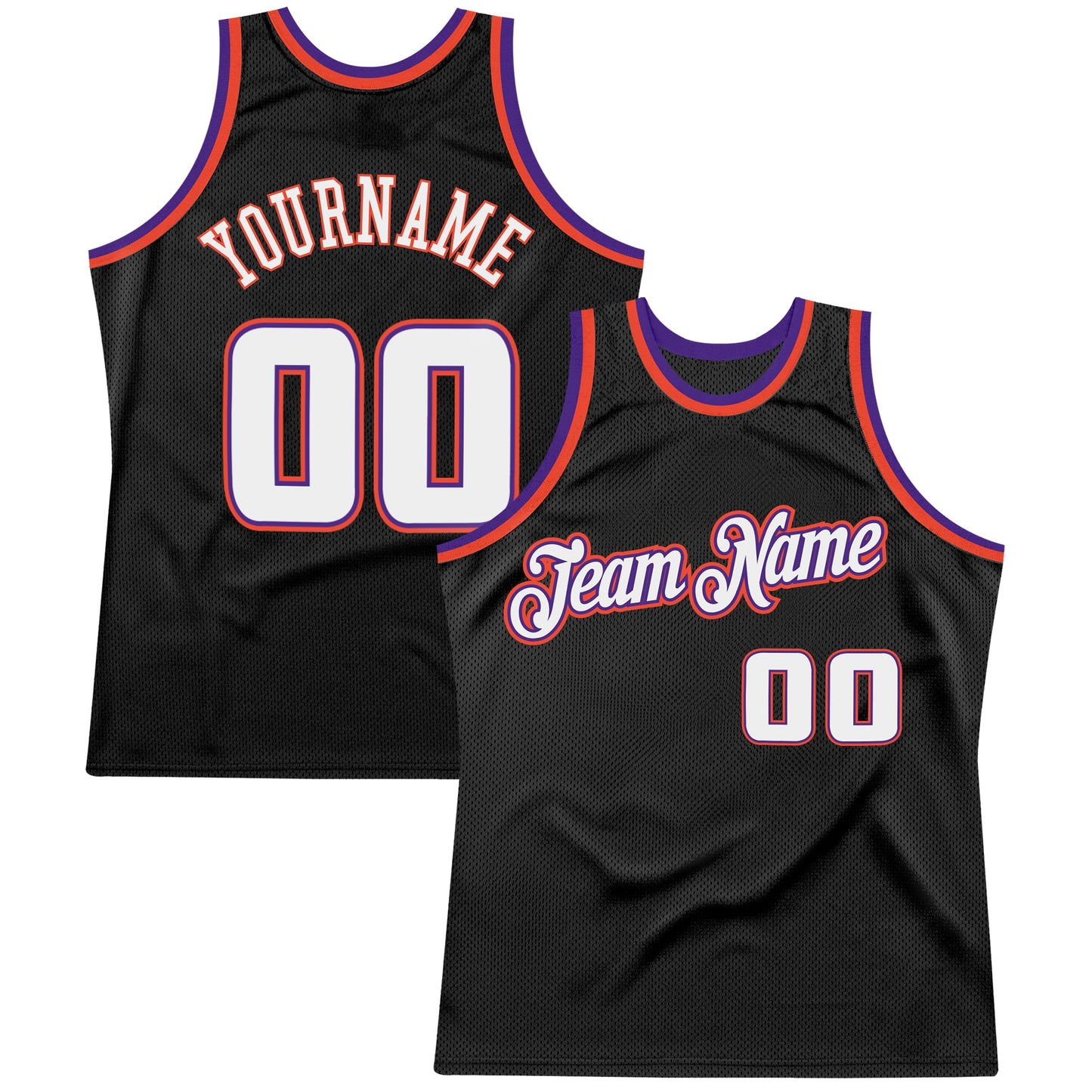 Custom Black White-Purple Authentic Throwback Basketball Jersey - Main View