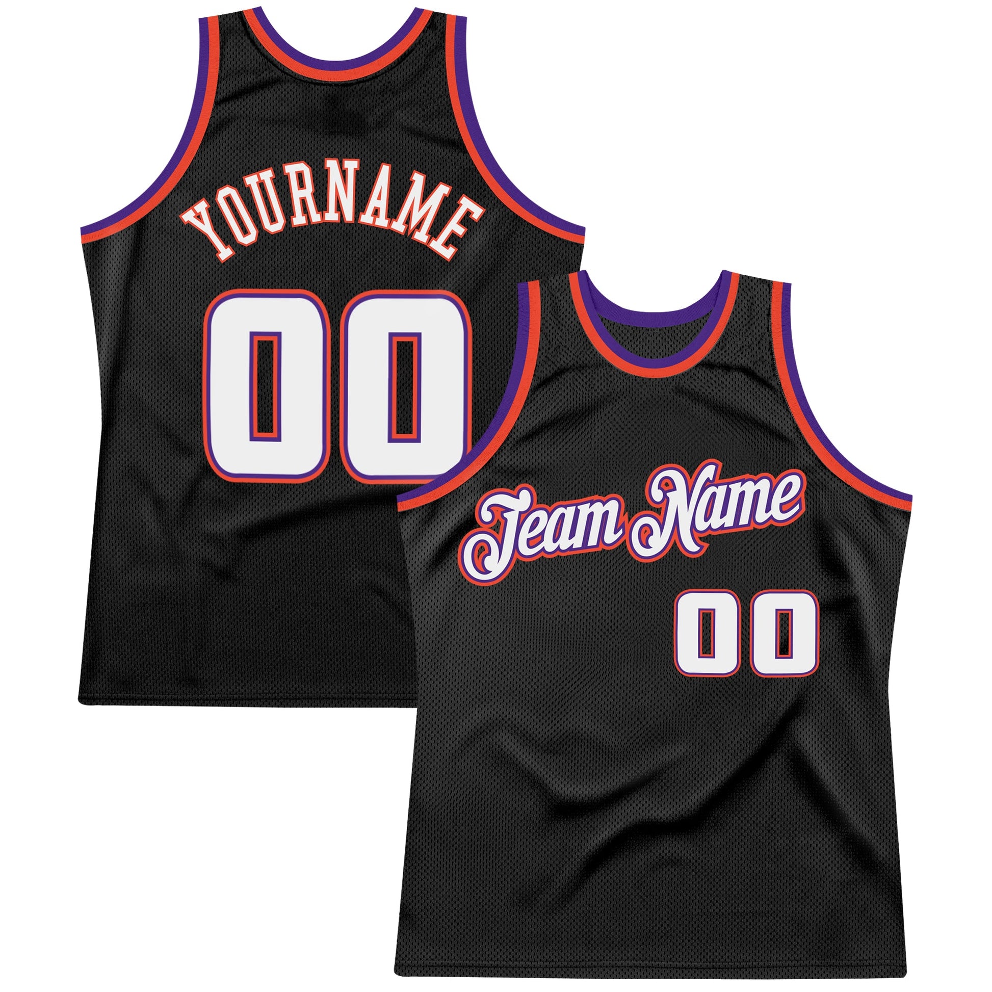 Custom Black White-Purple Authentic Throwback Basketball Jersey - Main View