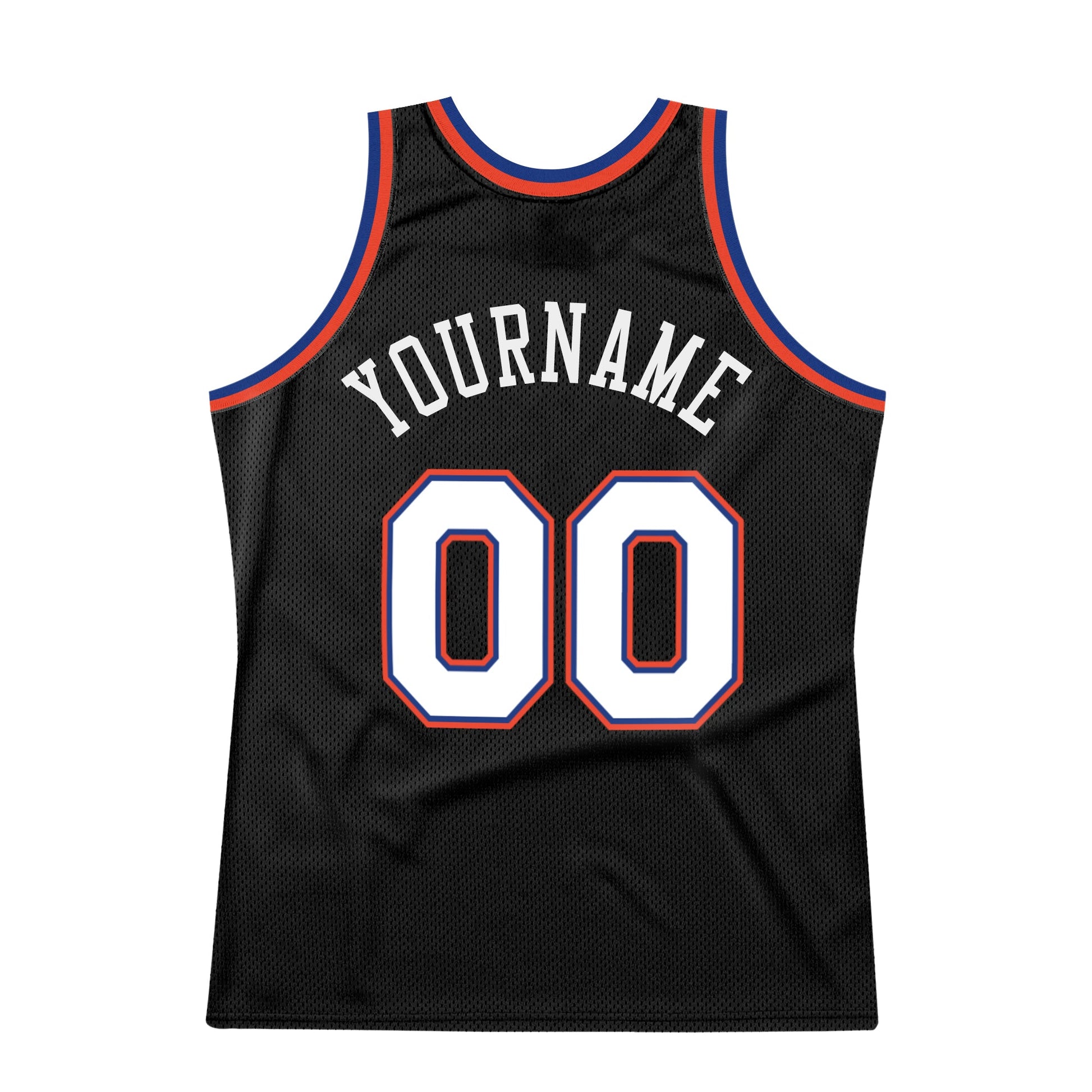Custom Black White-Orange Authentic Throwback Basketball Jersey view 6