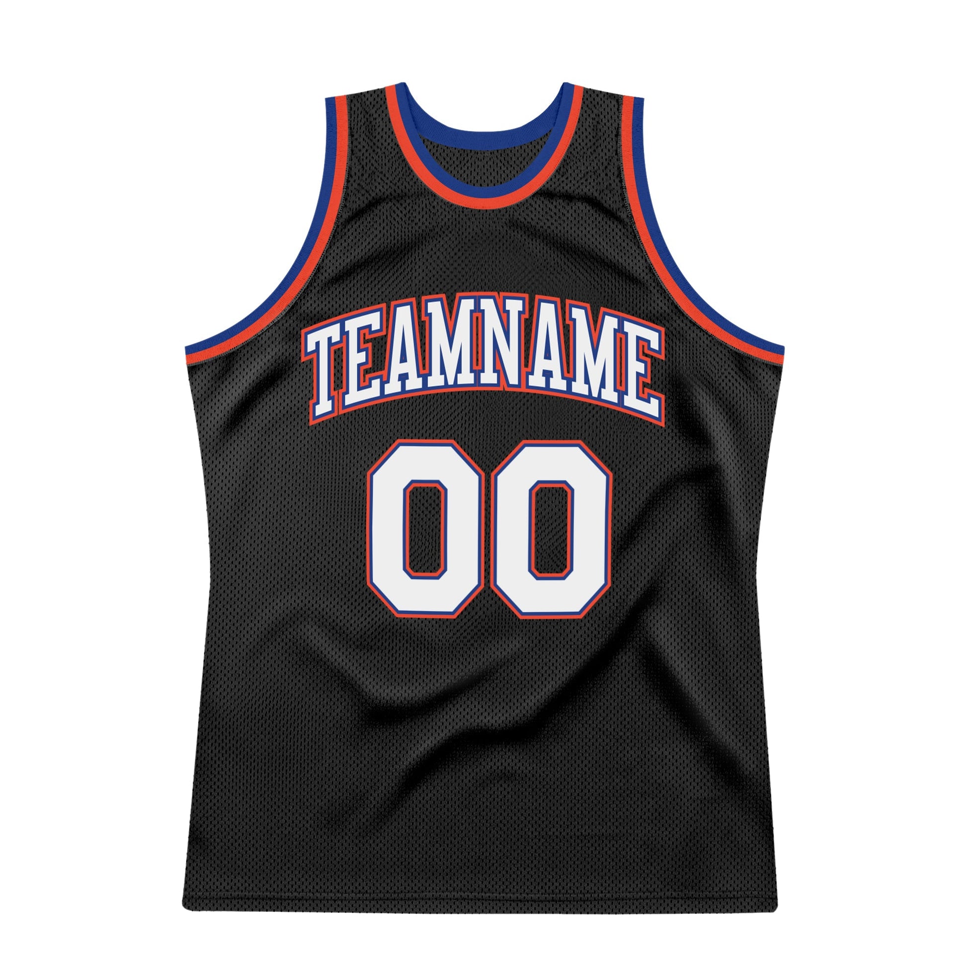 Custom Black White-Orange Authentic Throwback Basketball Jersey view 7