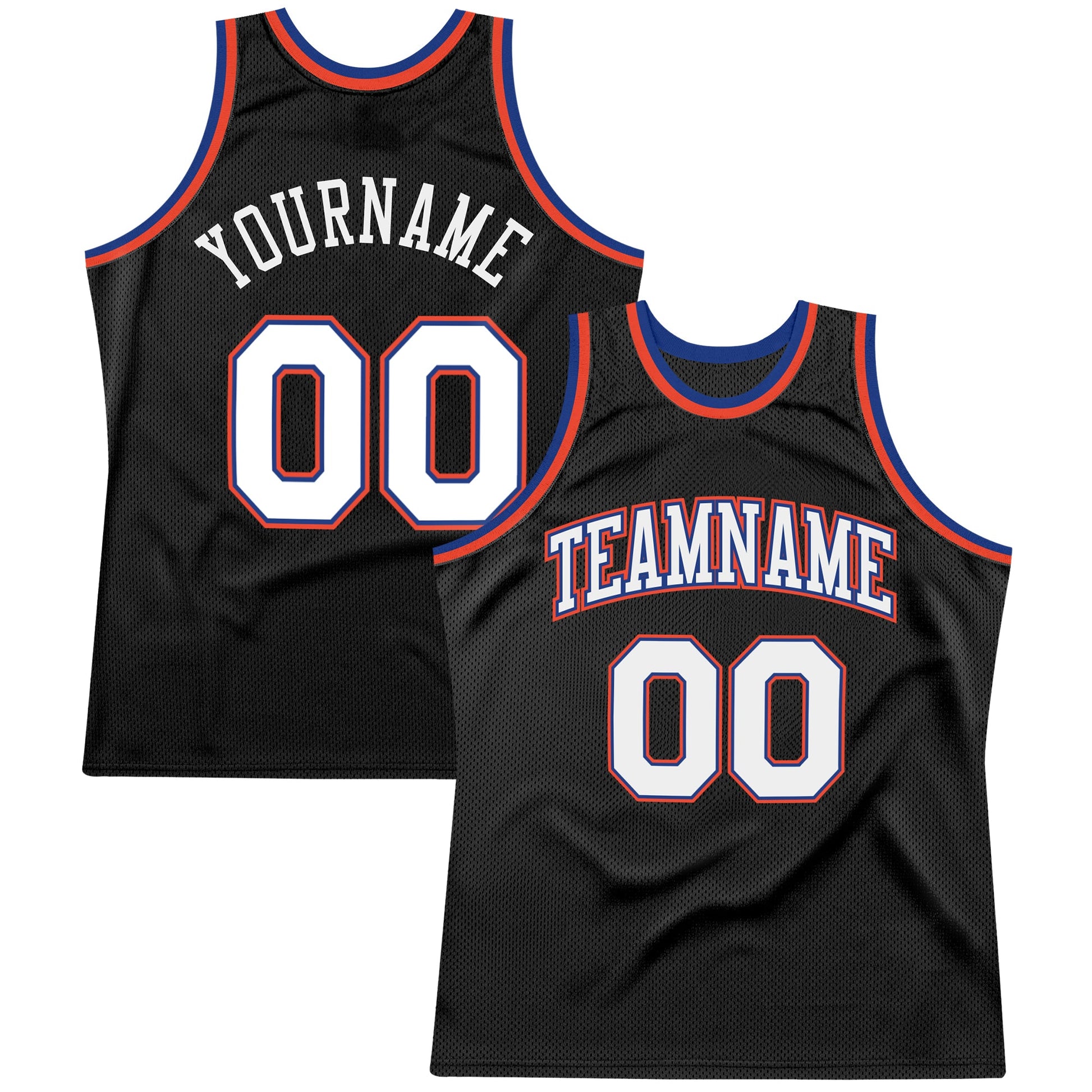 Custom Black White-Orange Authentic Throwback Basketball Jersey - Main View