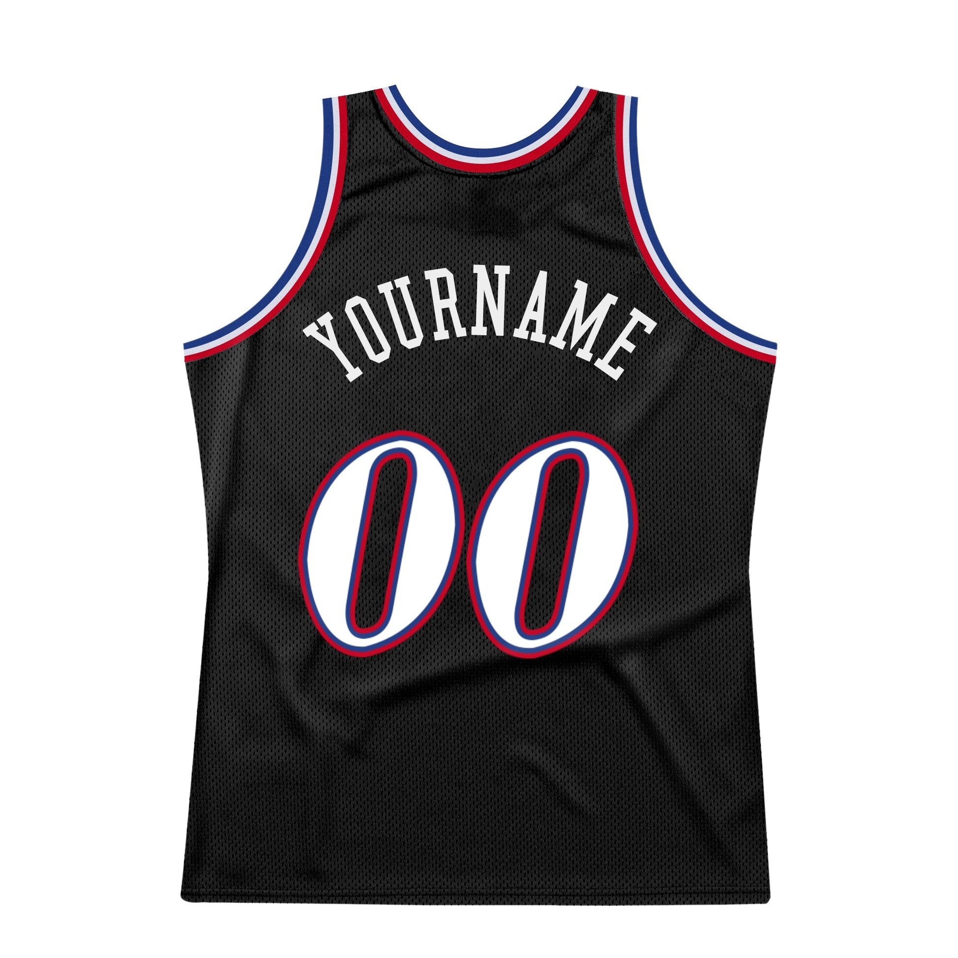 Custom Black White-Red Authentic Throwback Basketball Jersey view 6