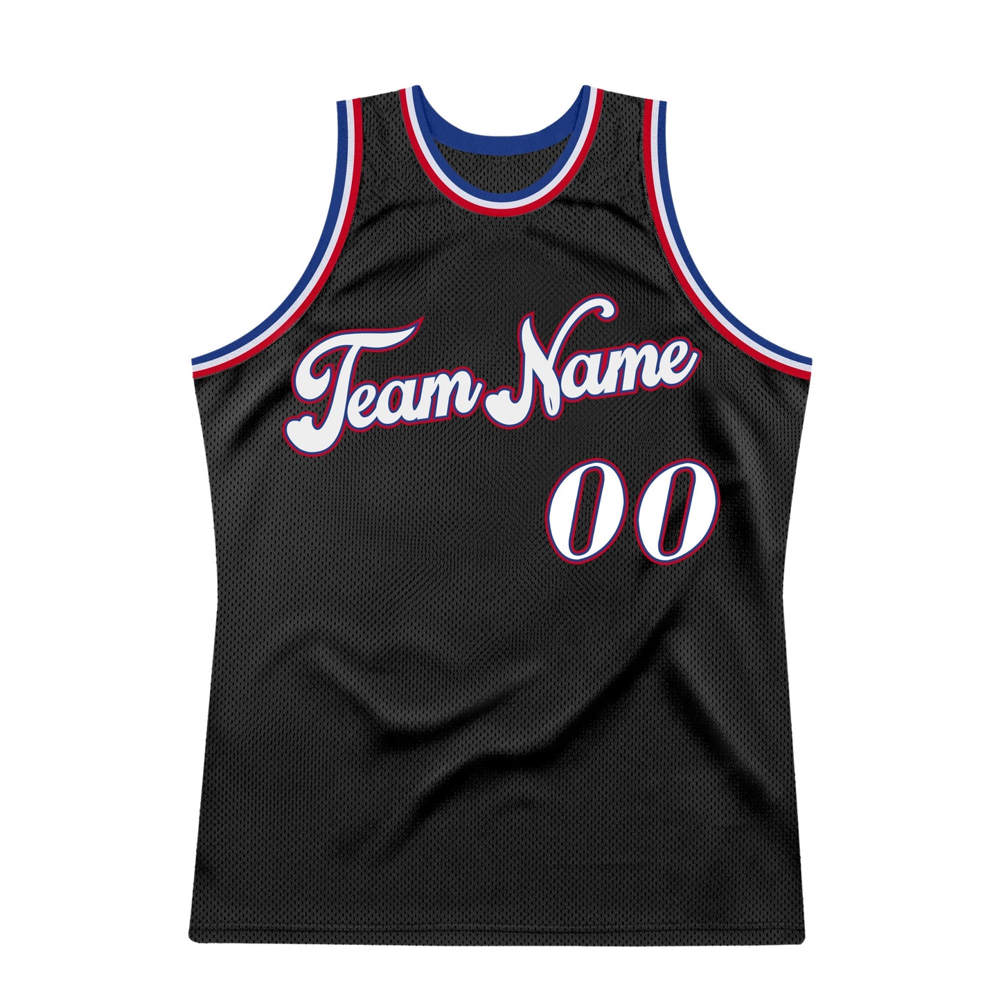 Custom Black White-Red Authentic Throwback Basketball Jersey view 7