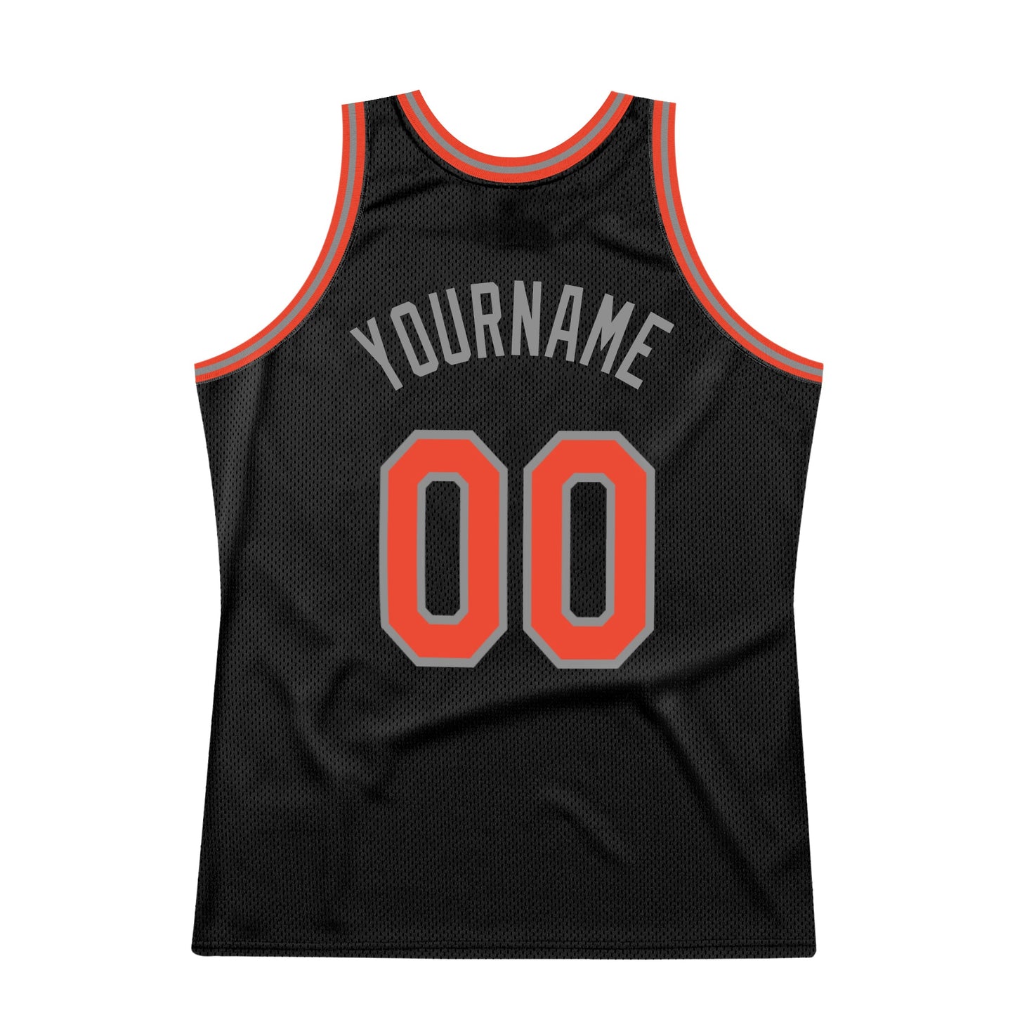 Custom Black Orange-Gray Authentic Throwback Basketball Jersey view 5