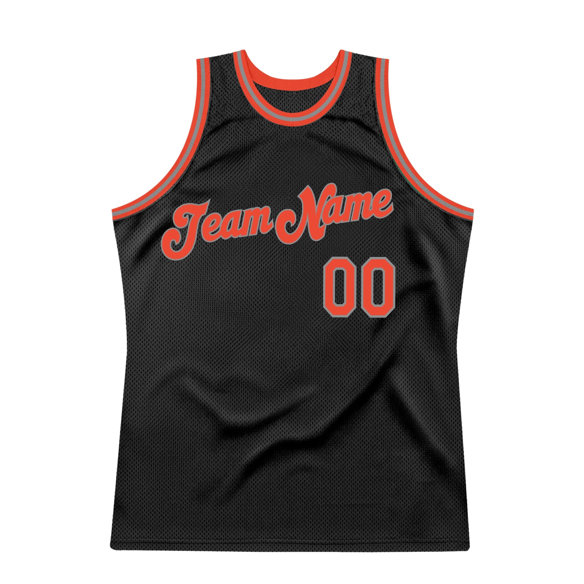 Custom Black Orange-Gray Authentic Throwback Basketball Jersey view 6