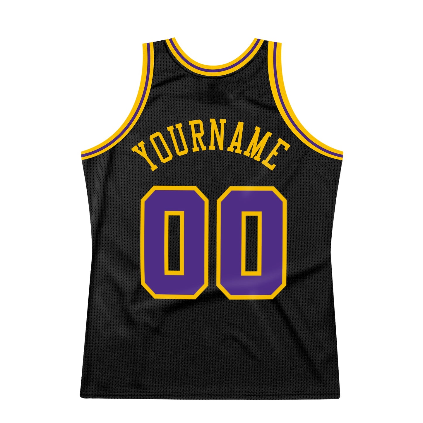 Custom Black Purple-Gold Authentic Throwback Basketball Jersey view 5