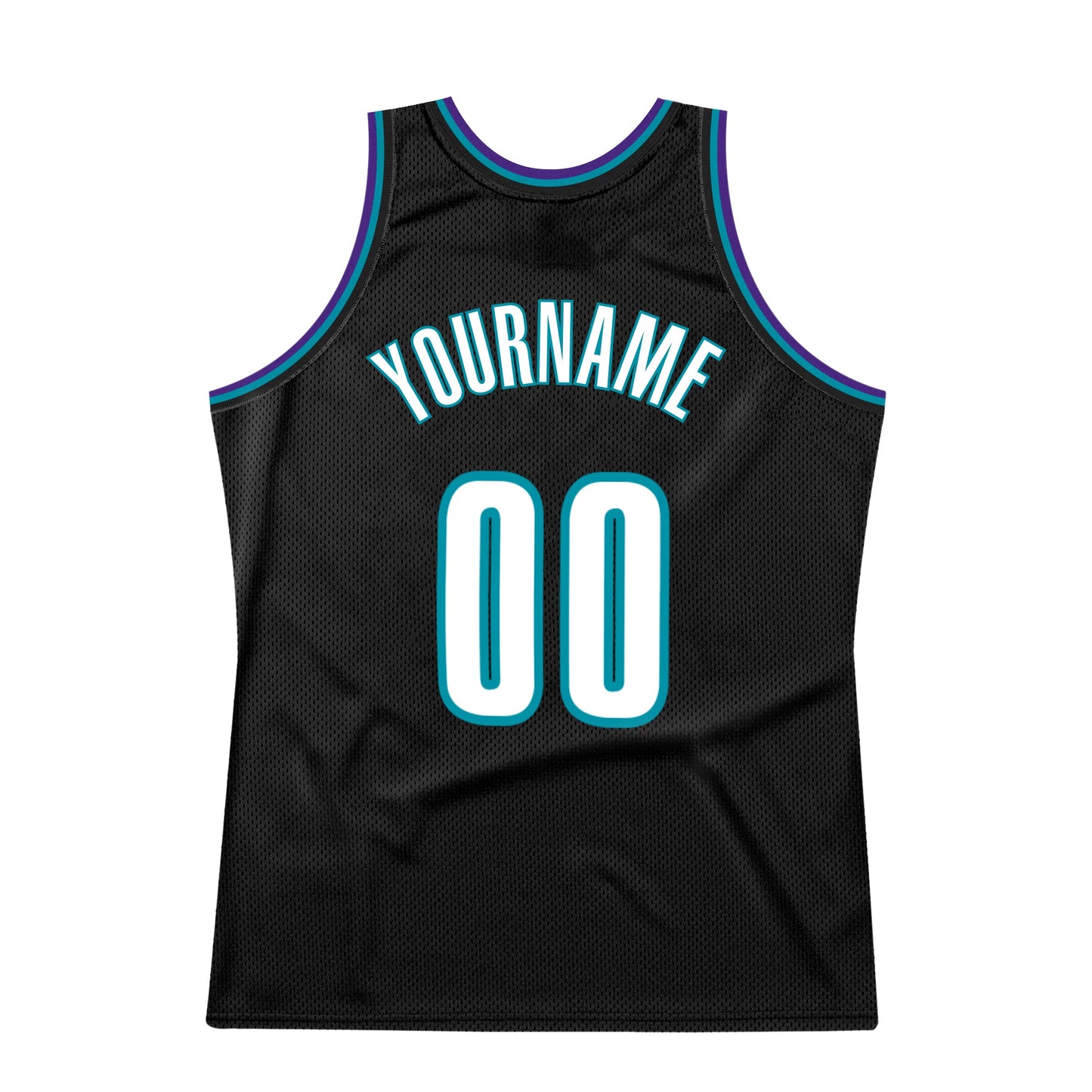Custom Black White-Teal Authentic Throwback Basketball Jersey view 5
