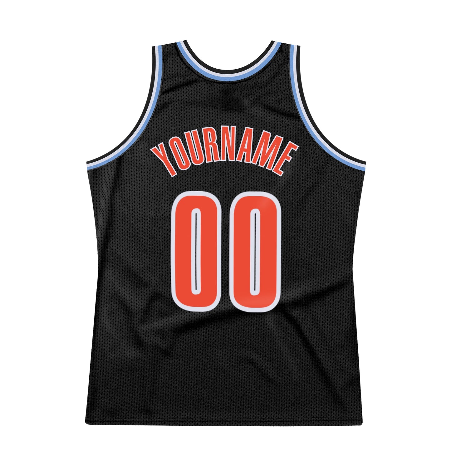 Custom Black Orange-Light Blue Authentic Throwback Basketball Jersey view 5