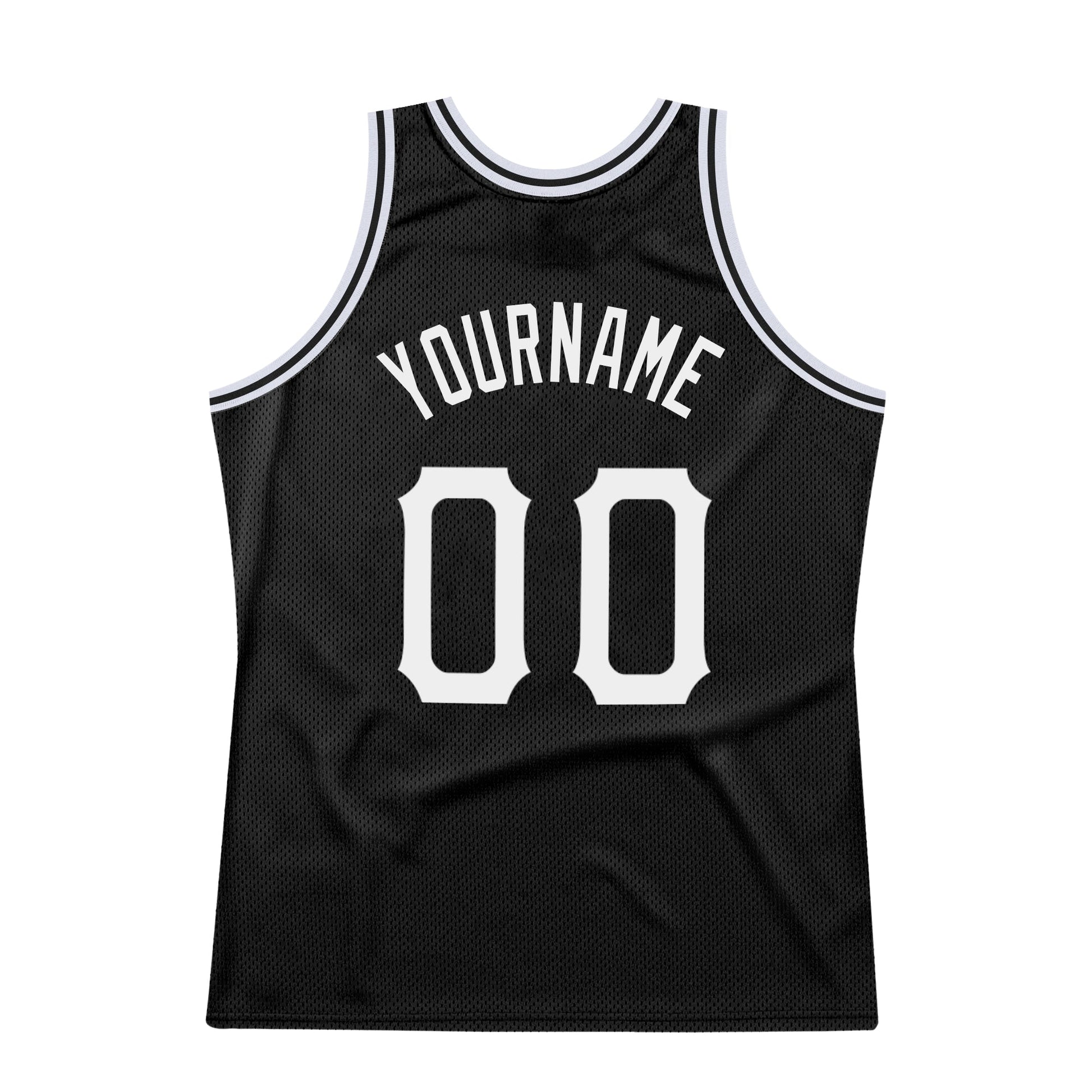 Custom Black White-Red Authentic Throwback Basketball Jersey view 5