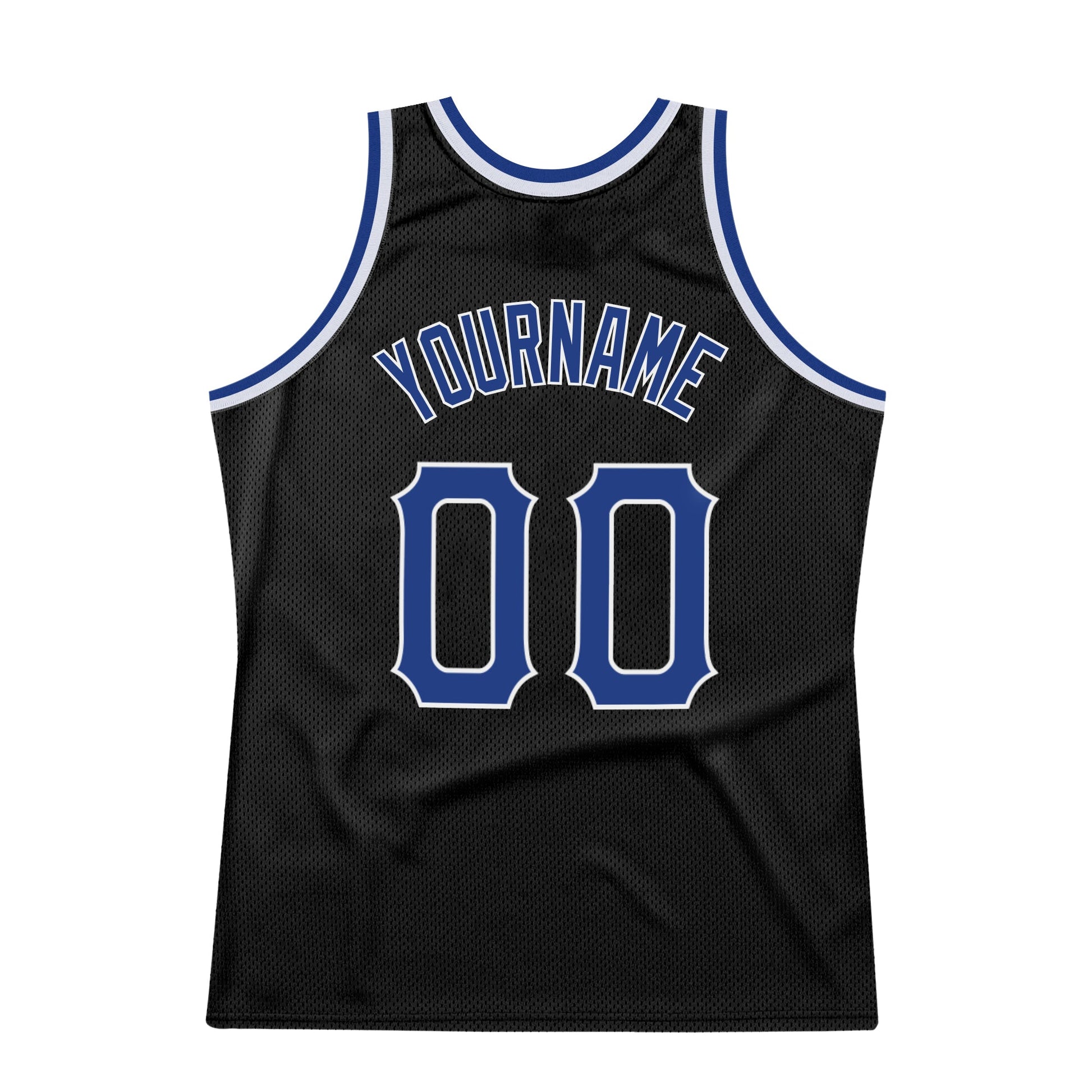 Custom Black Royal-Red Authentic Throwback Basketball Jersey view 5