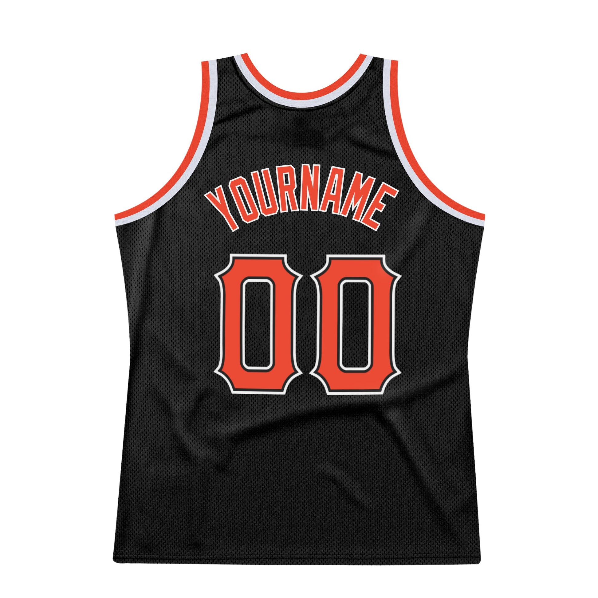 Custom Black Orange-White Authentic Throwback Basketball Jersey view 5