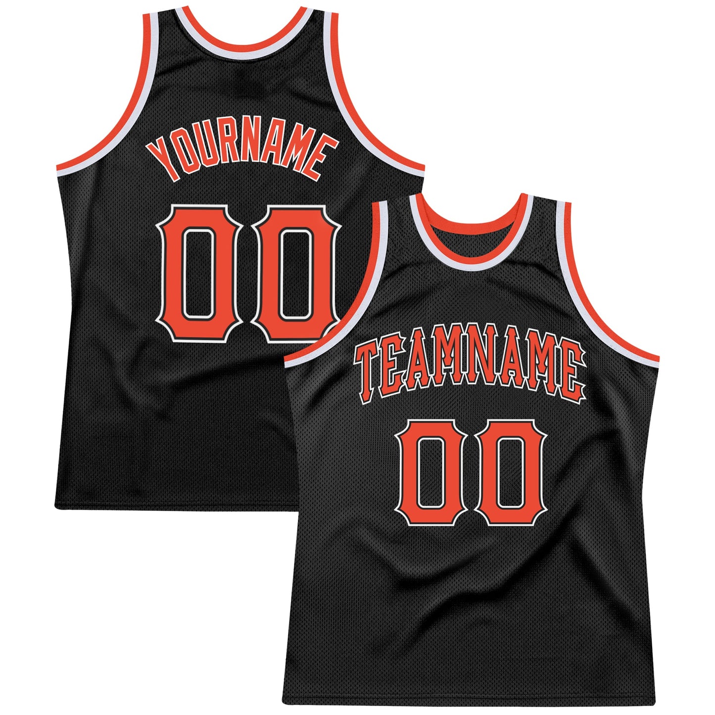 Custom Black Orange-White Authentic Throwback Basketball Jersey - Main View
