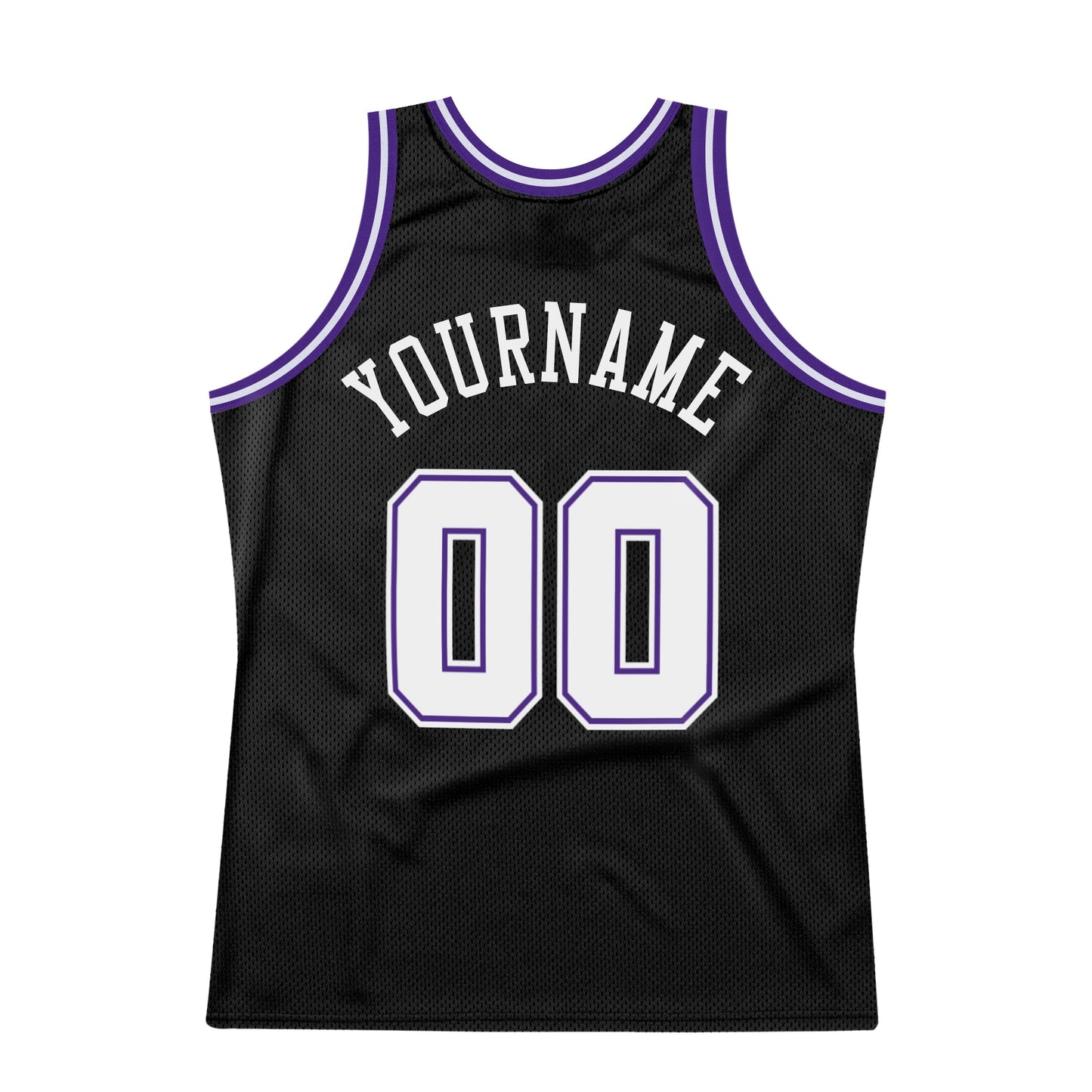 Custom Black White-Purple Authentic Throwback Basketball Jersey view 5