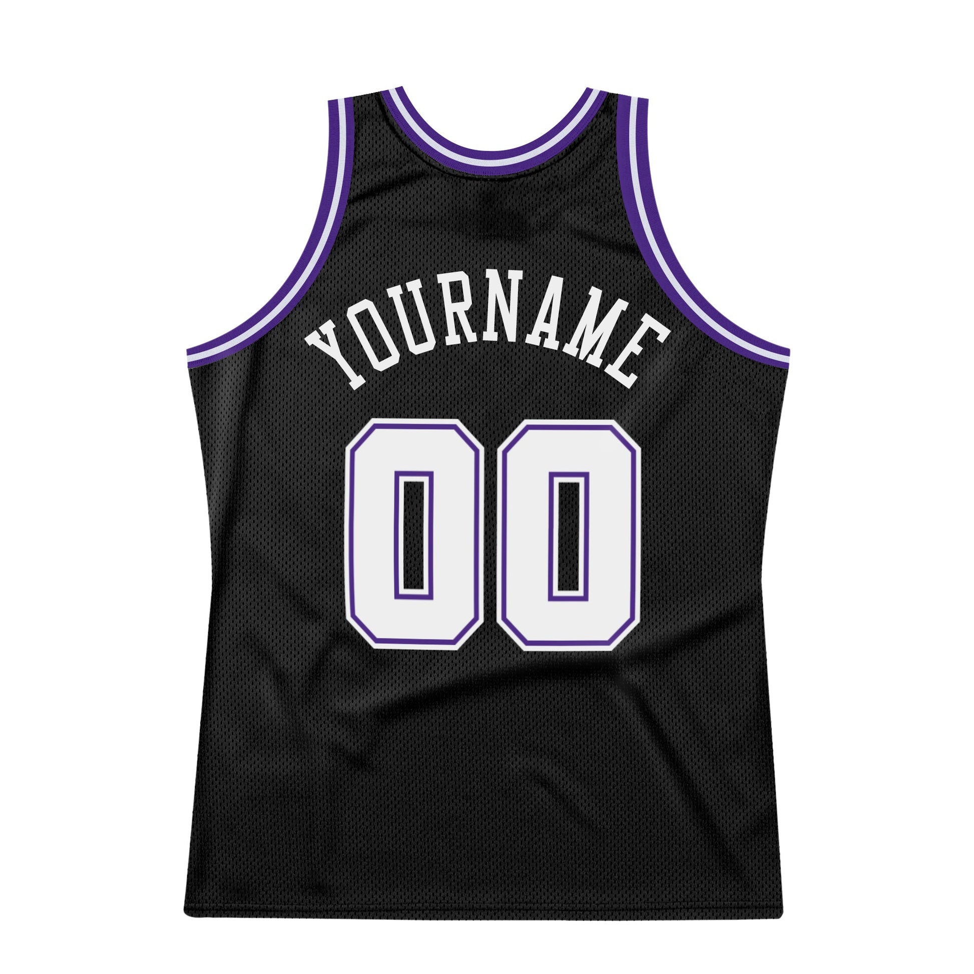 Custom Black White-Purple Authentic Throwback Basketball Jersey view 5