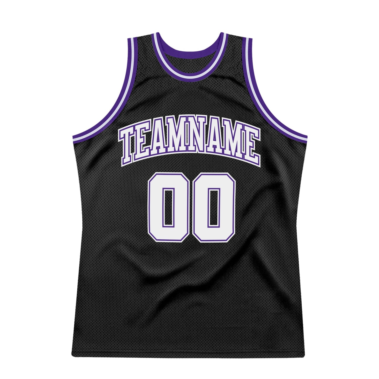 Custom Black White-Purple Authentic Throwback Basketball Jersey view 6