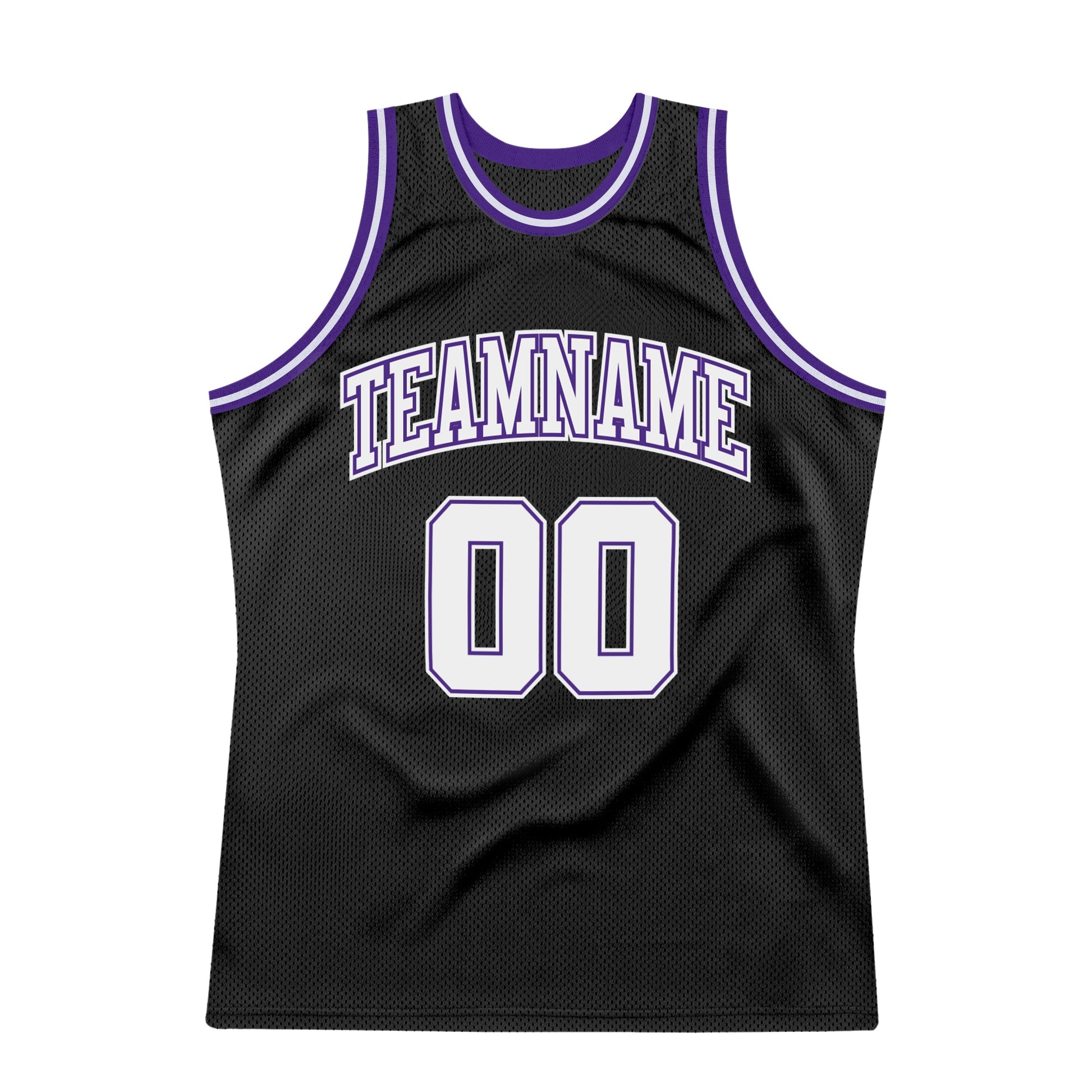 Custom Black White-Purple Authentic Throwback Basketball Jersey view 6