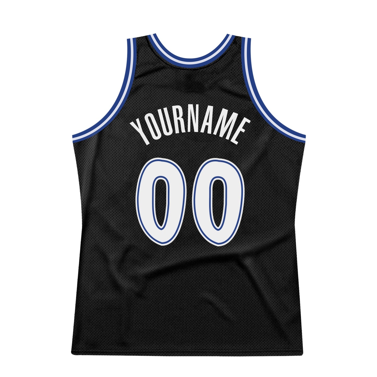 Custom Black White-Royal Authentic Throwback Basketball Jersey view 5