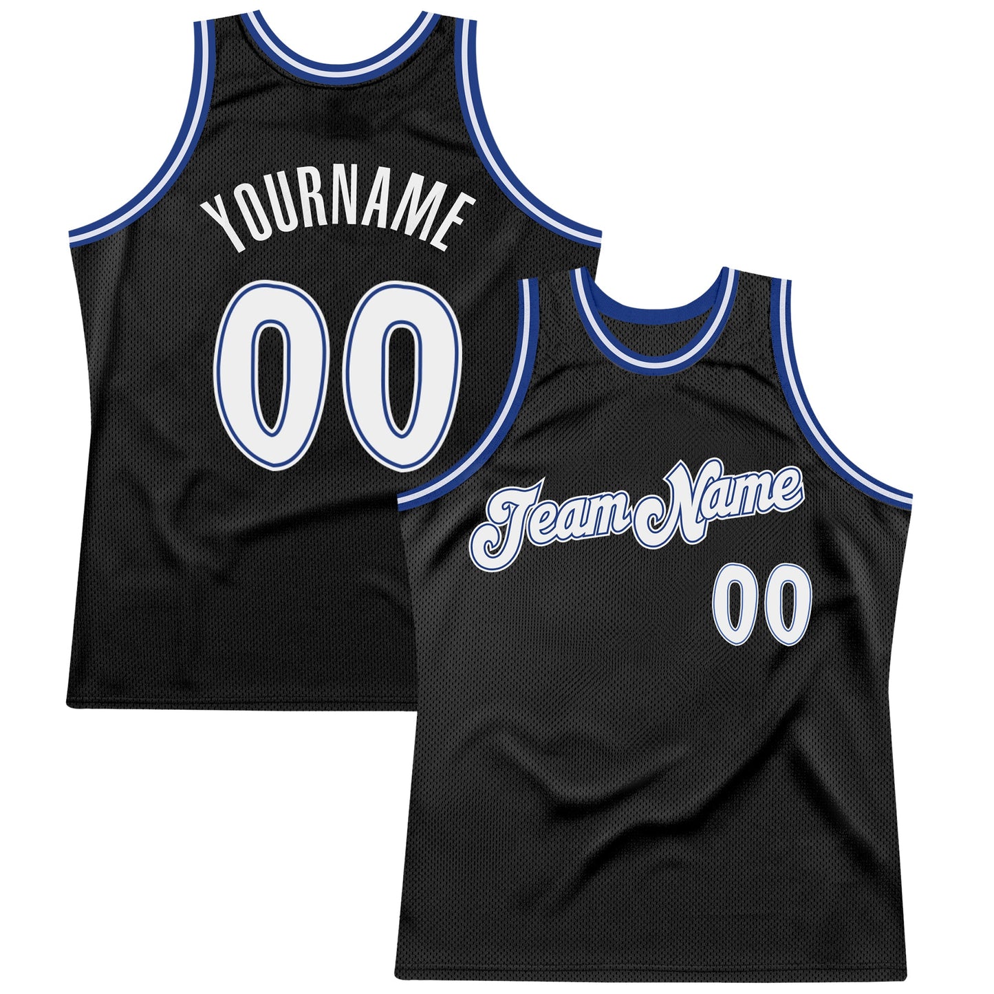 Custom Black White-Royal Authentic Throwback Basketball Jersey - Main View