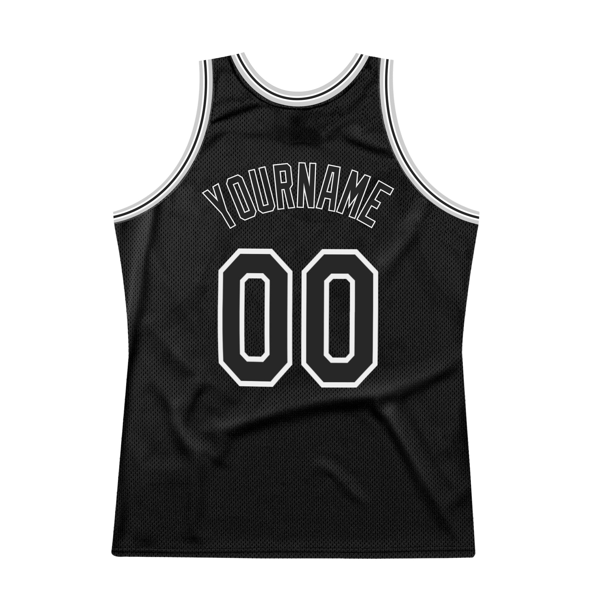 Custom Black Black-Gray Authentic Throwback Basketball Jersey view 6