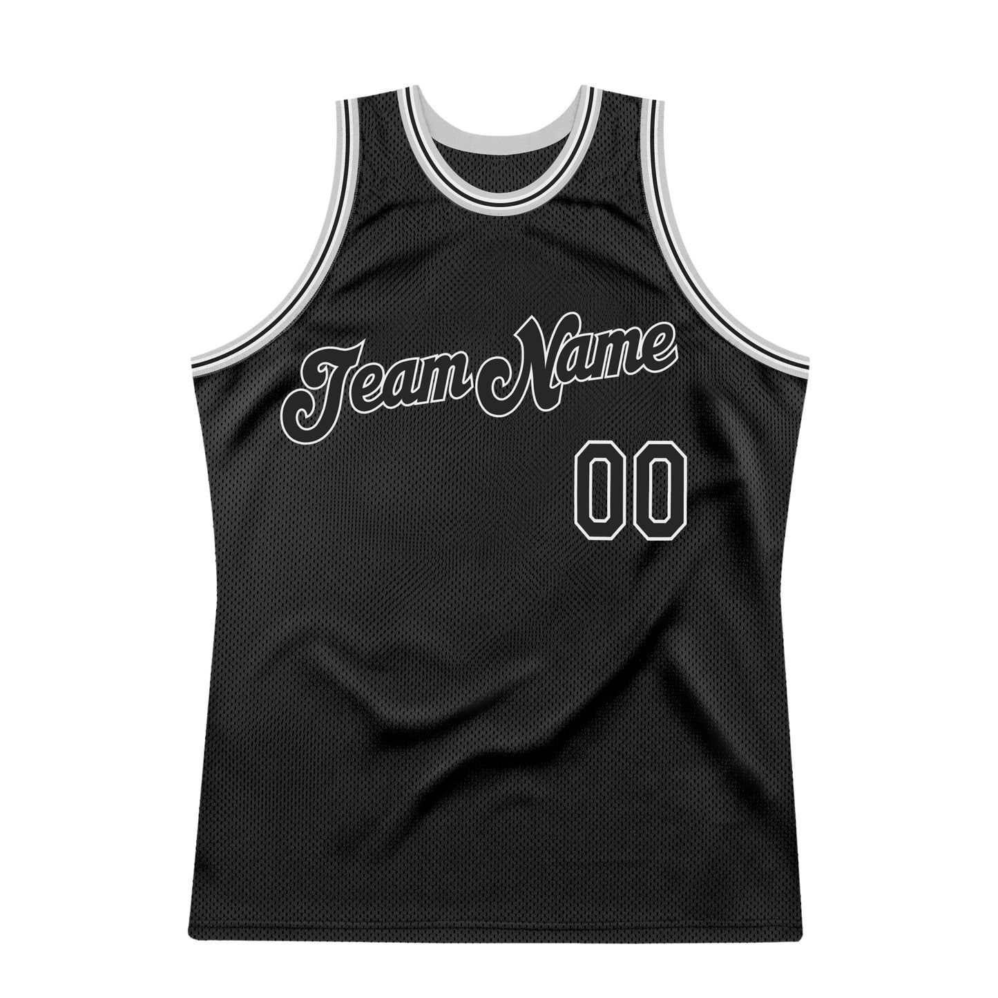 Custom Black Black-Gray Authentic Throwback Basketball Jersey view 7