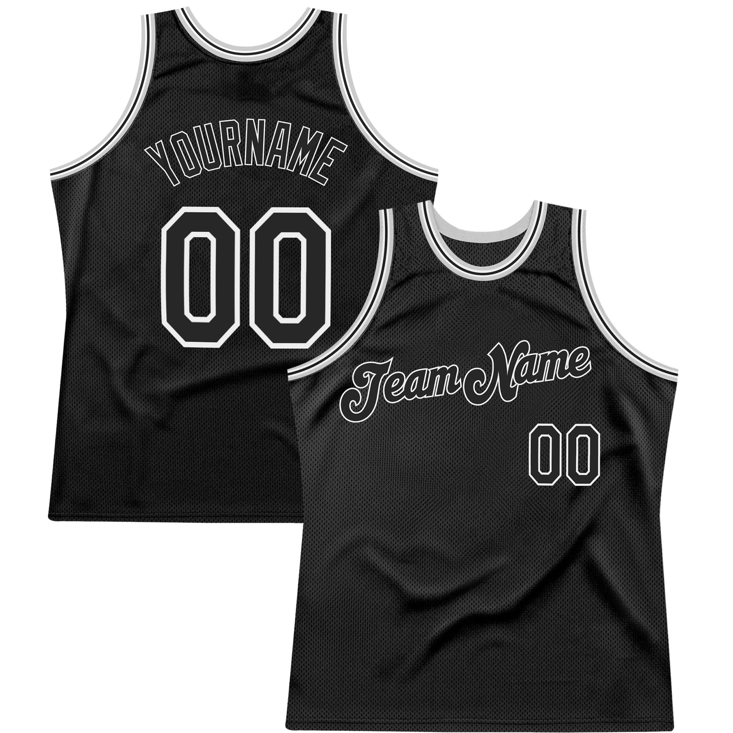 Custom Black Black-Gray Authentic Throwback Basketball Jersey - Main View