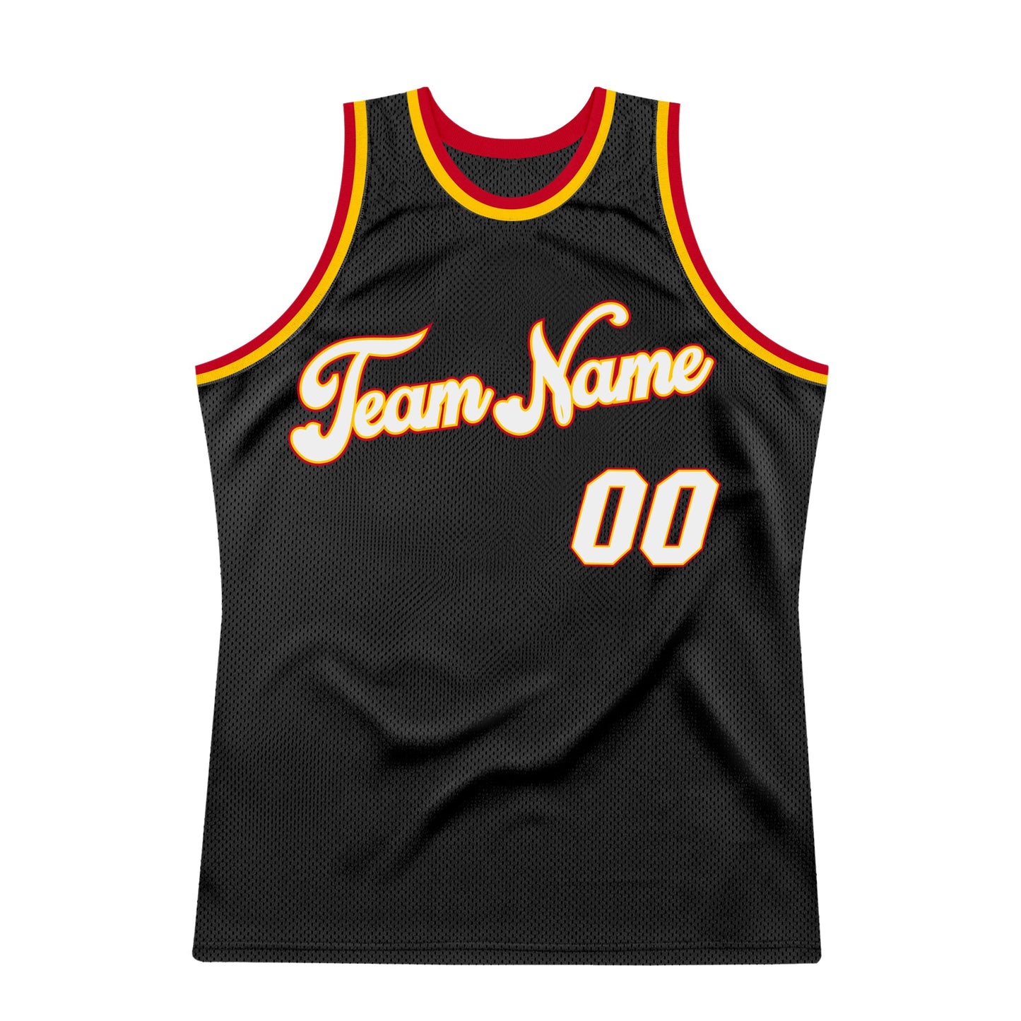 Custom Black White-Red Authentic Throwback Basketball Jersey view 6