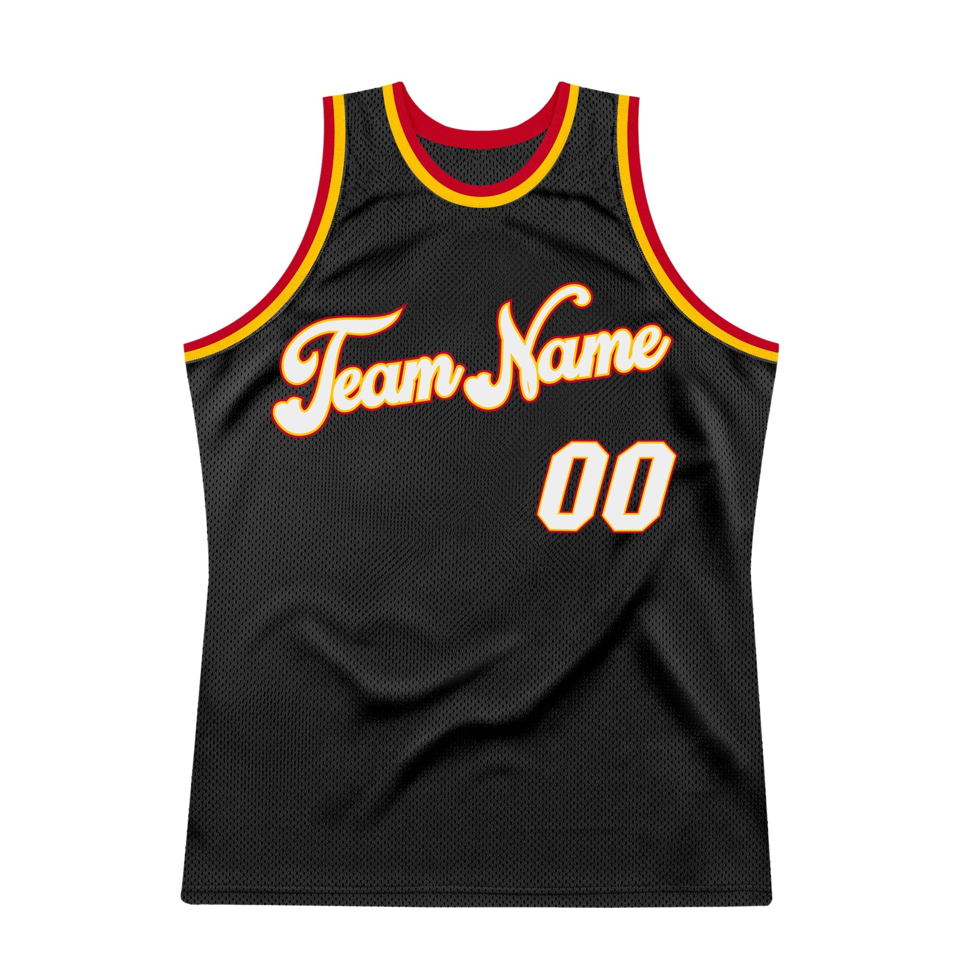 Custom Black White-Red Authentic Throwback Basketball Jersey view 6