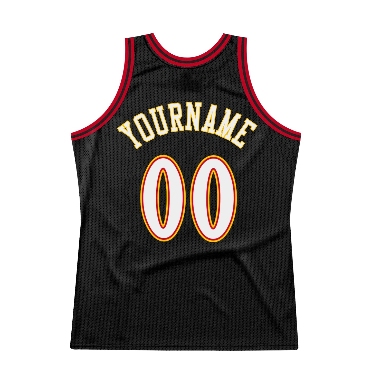 Custom Black White-Red Authentic Throwback Basketball Jersey view 5