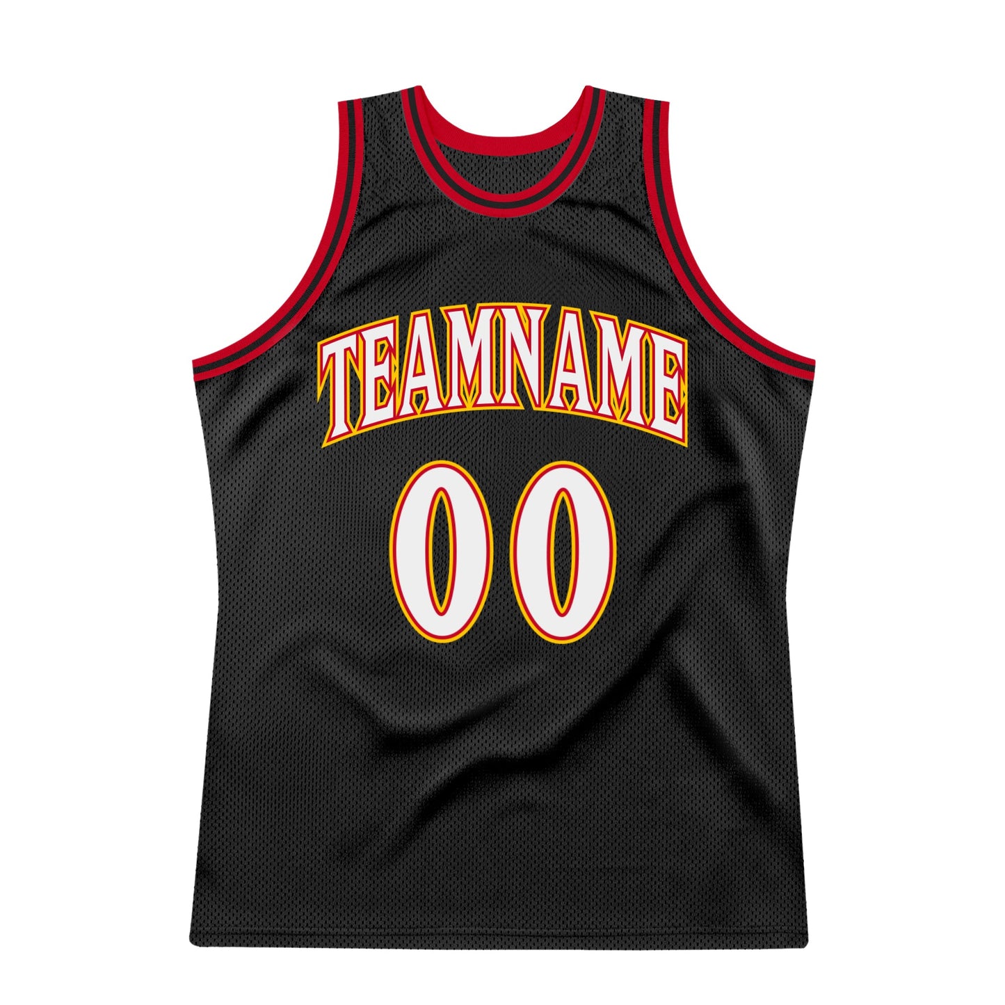 Custom Black White-Red Authentic Throwback Basketball Jersey view 6