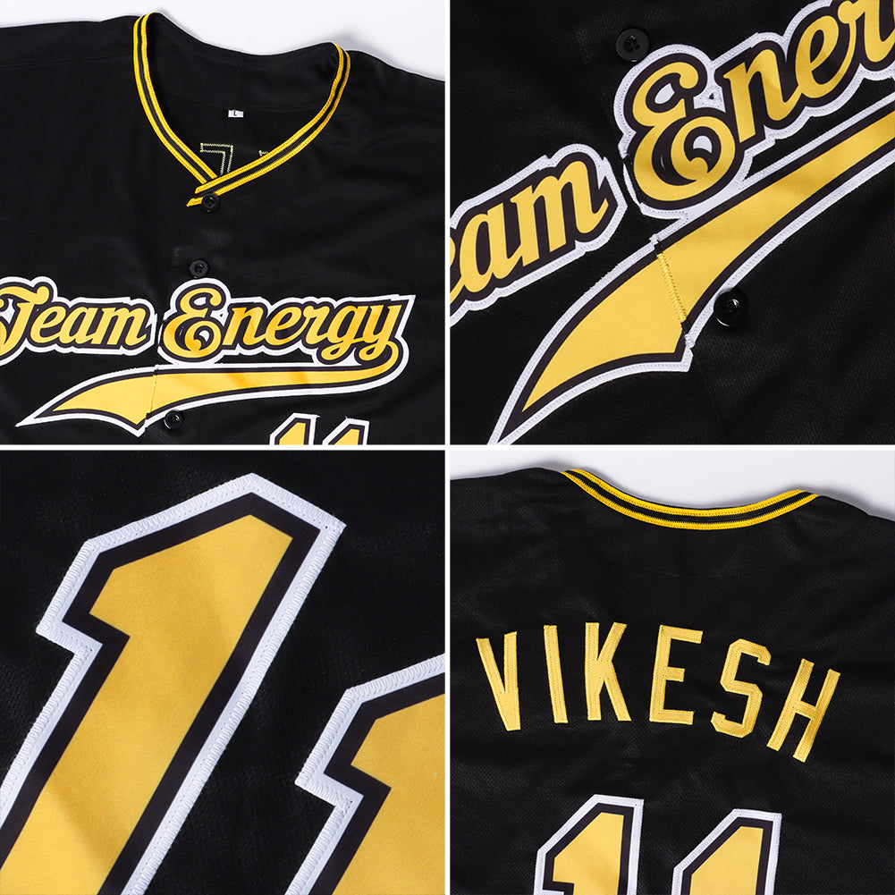 Custom Black Crimson-City Cream Authentic Baseball Jersey view 6