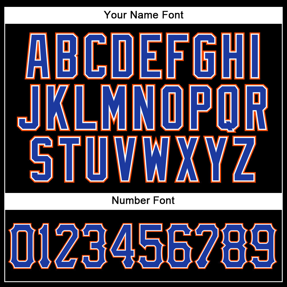 Custom Black Royal-Orange Authentic Baseball Jersey view 4