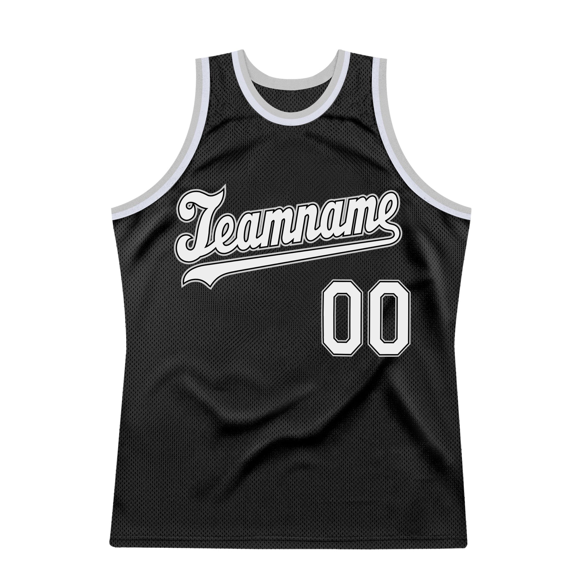 Custom Black White-Gray Authentic Throwback Basketball Jersey view 5