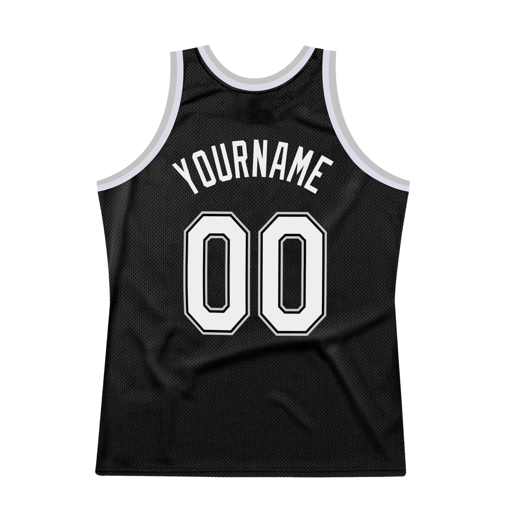 Custom Black White-Gray Authentic Throwback Basketball Jersey view 6