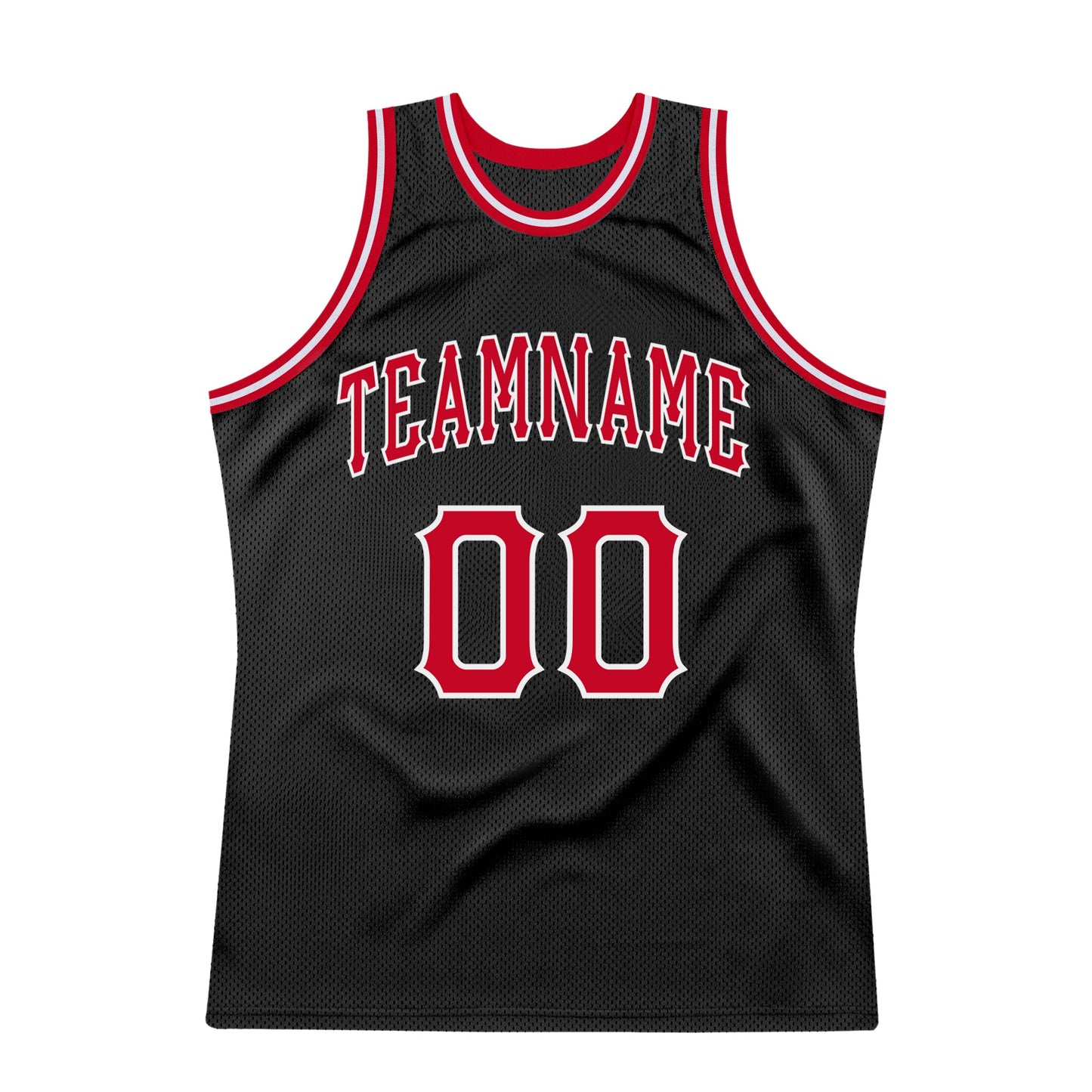 Custom Black Red-White Authentic Throwback Basketball Jersey view 6