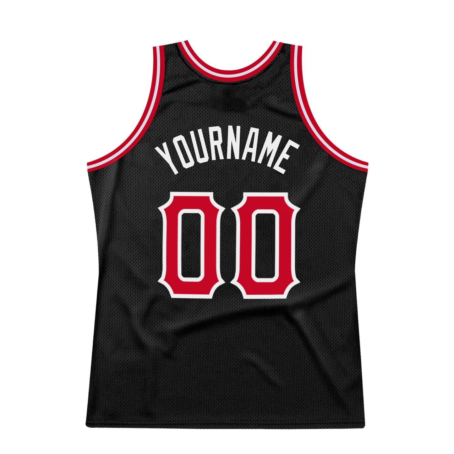 Custom Black Red-White Authentic Throwback Basketball Jersey view 7