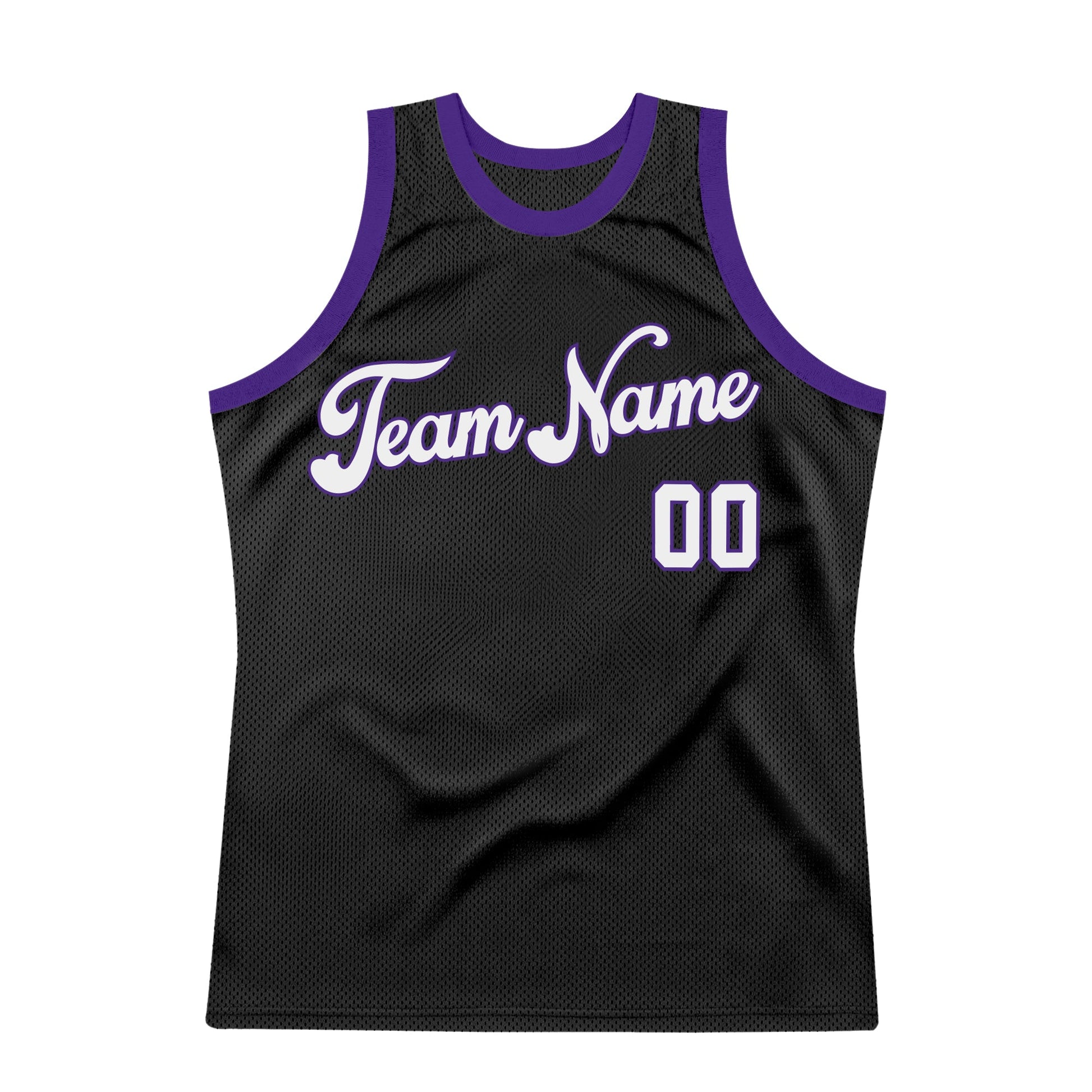 Custom Black White-Purple Authentic Throwback Basketball Jersey view 5