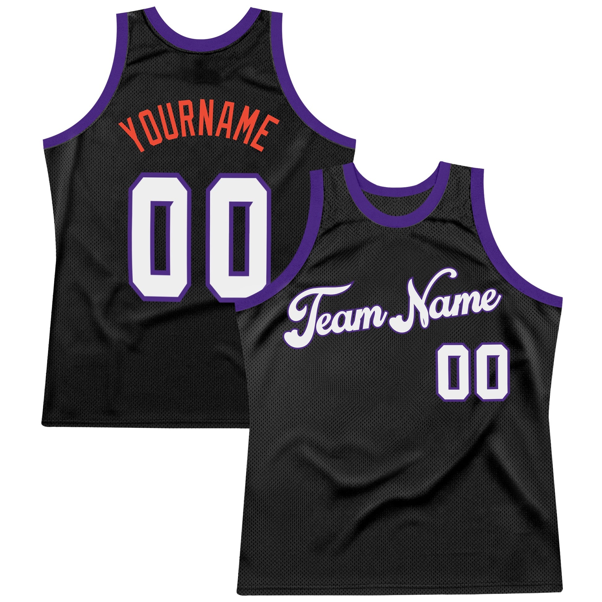 Custom Black White-Purple Authentic Throwback Basketball Jersey - Main View