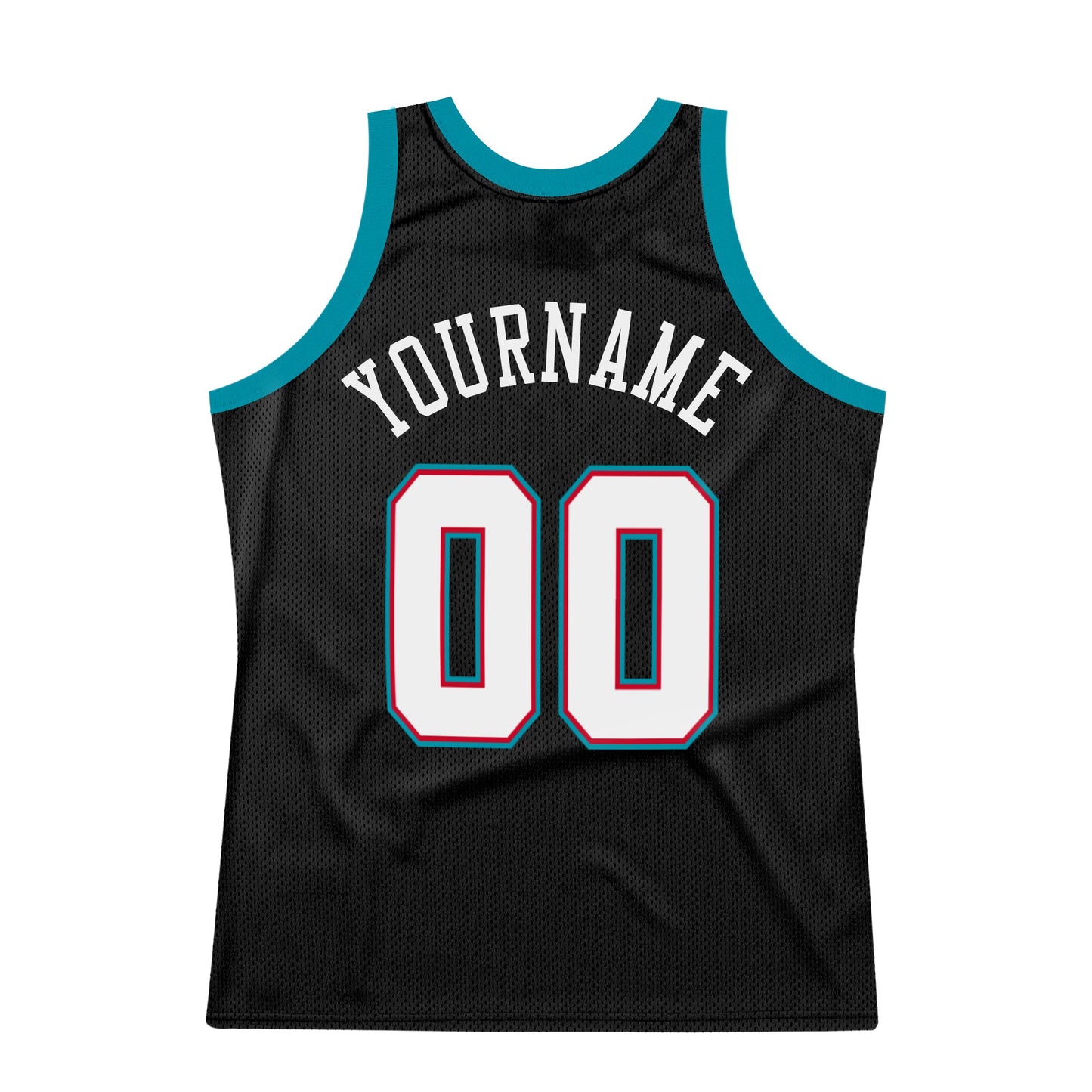 Custom Black White-Teal Authentic Throwback Basketball Jersey view 6