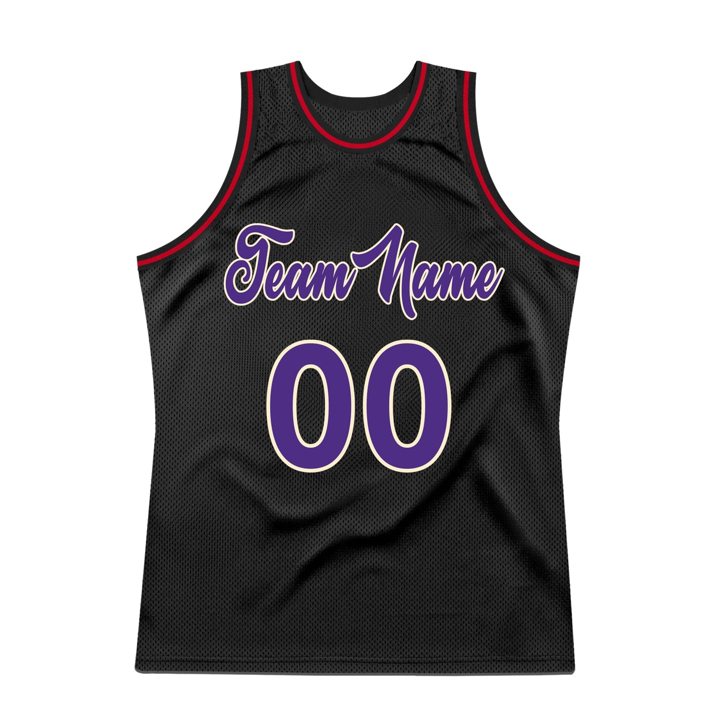 Custom Black Purple-Red Authentic Throwback Basketball Jersey view 5